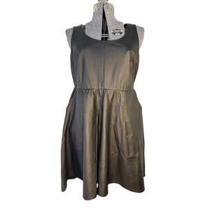 Torrid Fit and Flare Skater Black Faux Leather Sleeveless Dress w/ Pockets Sz 1X